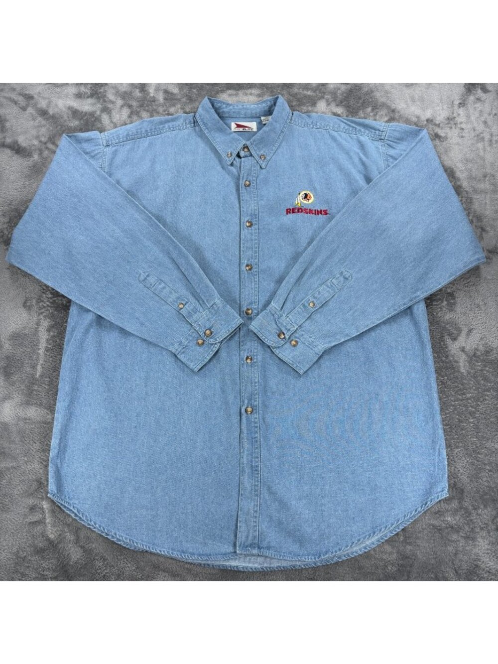 NWT Vintage Washington Redskins Pro Elite Denim Button Up Shirt XXL NFL 90's